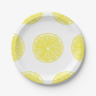 Lemon slices pattern design paper plate