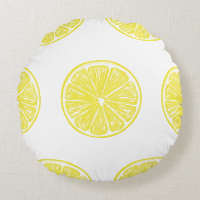 Lemon slices pattern design round cushion (Front)