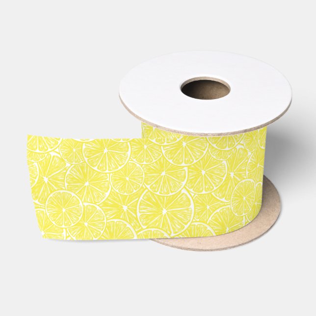 Lemon slices pattern design satin ribbon (Spool)
