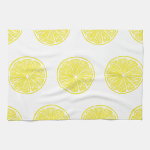 Lemon slices pattern design tea towel