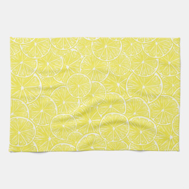 Lemon slices pattern design tea towel (Horizontal)