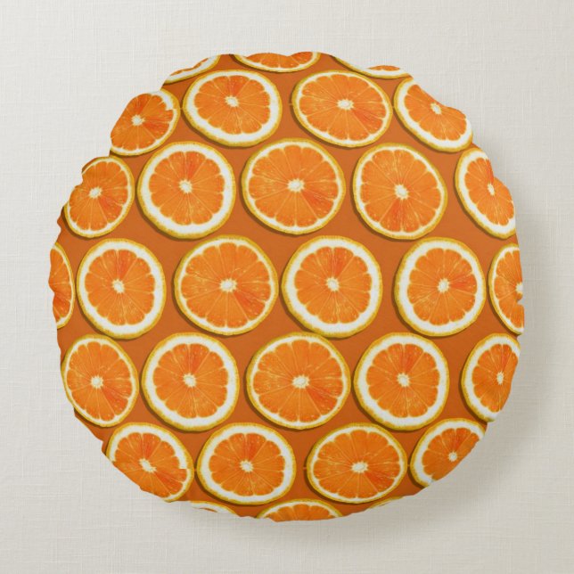 Lemon Slices Pattern Round Cushion (Front)