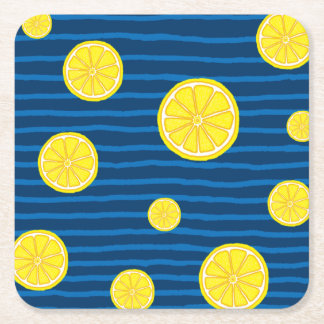 Lemon slices pattern square paper coaster