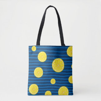 Lemon slices pattern tote bag