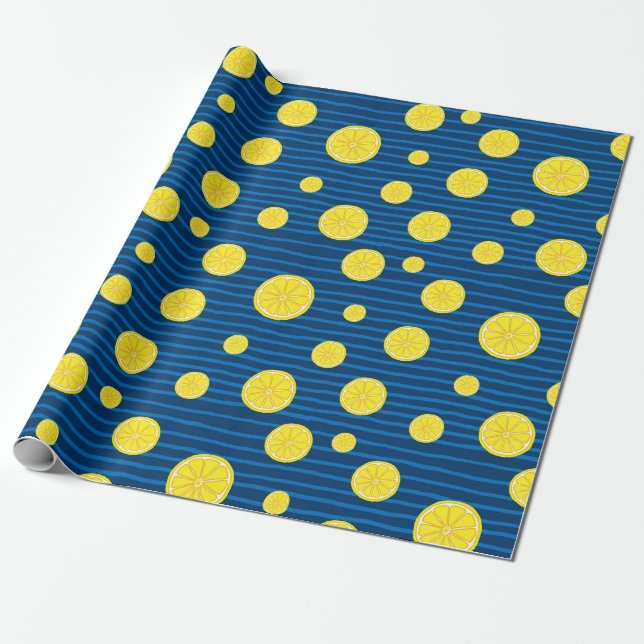 Lemon slices pattern wrapping paper (Unrolled)