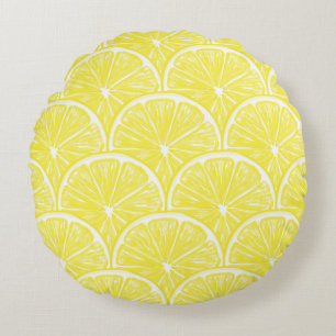 Lemon slices round cushion