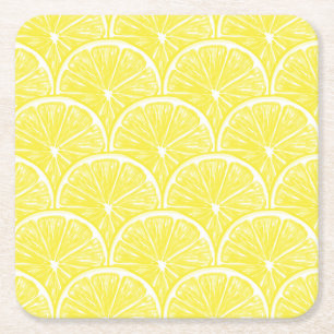 Lemon slices square paper coaster