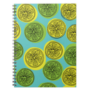 Lemon slices vintage illustration. notebook