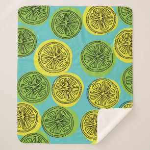 Lemon slices vintage illustration. sherpa blanket
