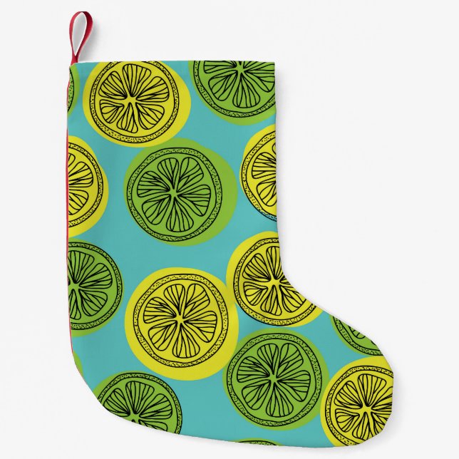 Lemon slices vintage illustration. small christmas stocking (Front)