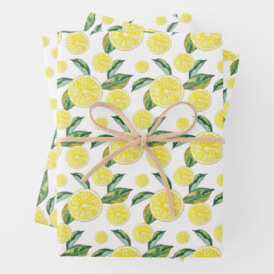 Lemon Slices Watercolor Art Wrapping Paper Sheet