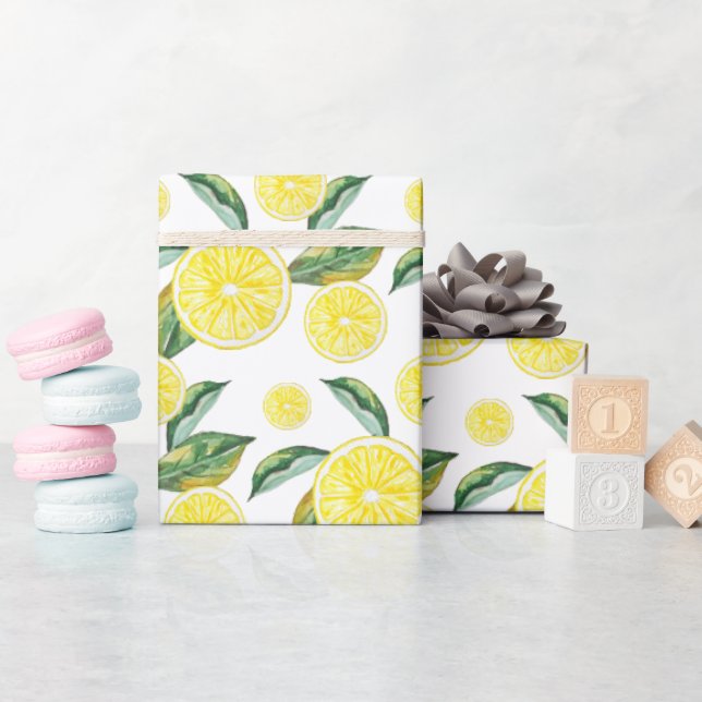 Lemon Slices Watercolor Art Wrapping Wrapping Paper (Baby Shower)