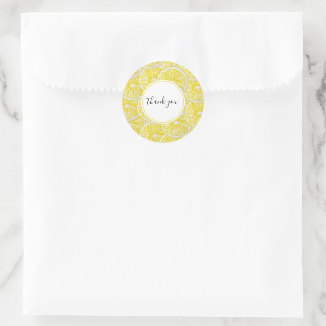 Lemon Slices Watercolor Hand-painted Classic Round Sticker (Bag)