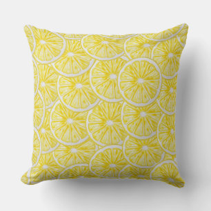 Lemon Slices Watercolor Pattern Cushion
