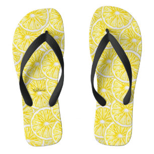 Lemon Slices Watercolor Pattern Thongs