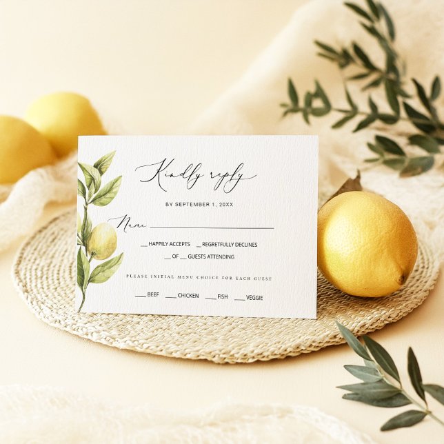 Lemon Sorrento Citrus Wedding RSVP Card (Creator Uploaded)