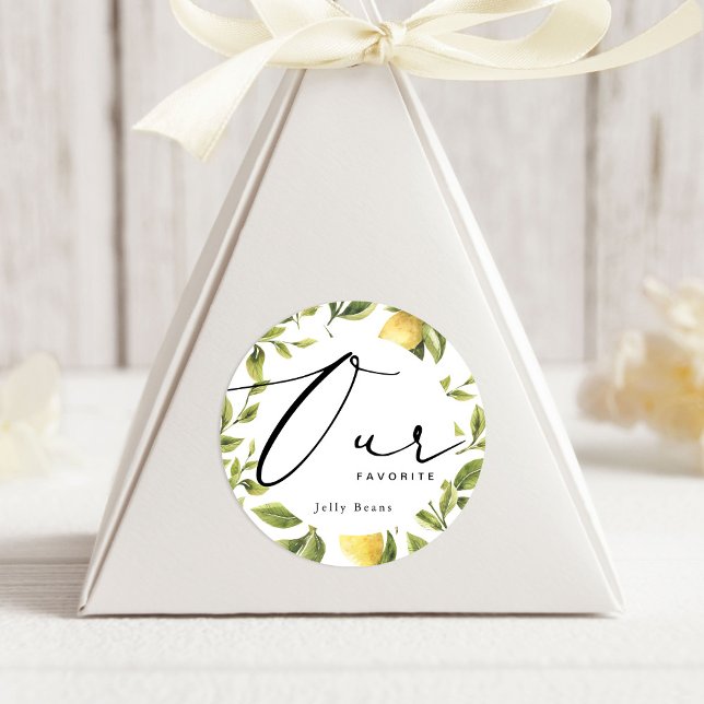 Lemon Sorrento Wedding Our Favourite Favour  Classic Round Sticker (Creator Uploaded)