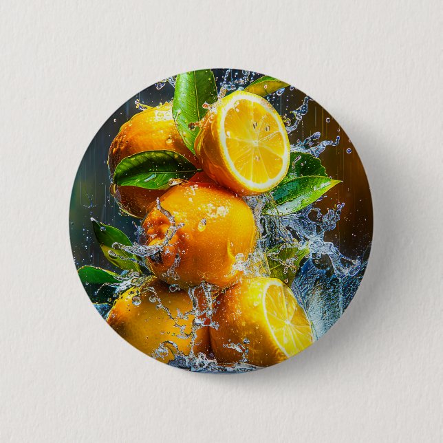 Lemon Splash 6 Cm Round Badge (Front)