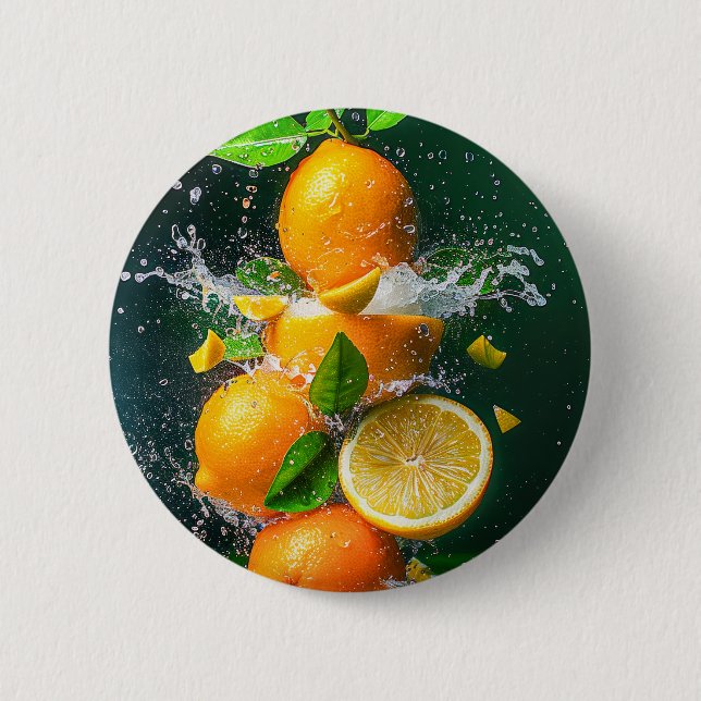 Lemon Splash 6 Cm Round Badge (Front)