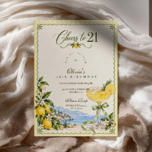 Lemon Spritz Cheers to 21 Birthday Invitation