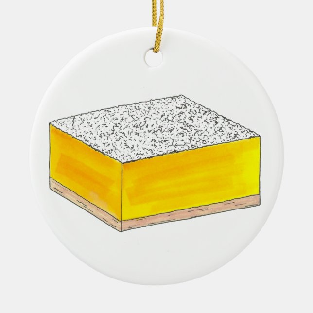 Lemon Square Bar Pastry Dessert Bake Sale Yellow Ceramic Ornament (Front)
