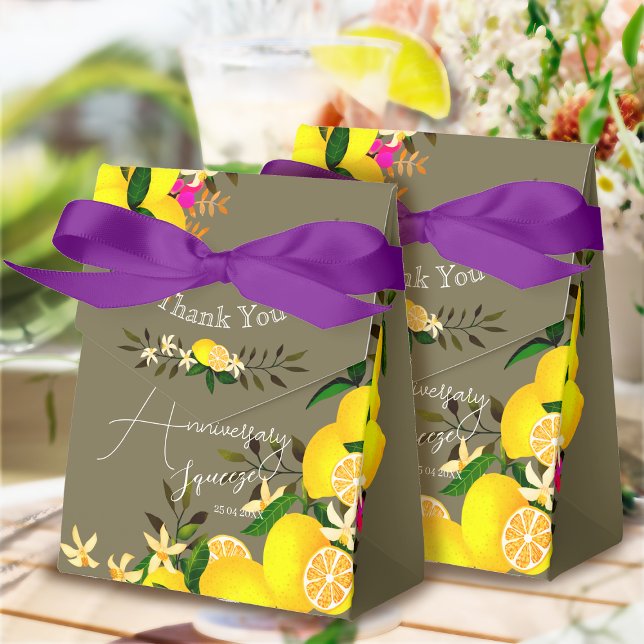 Lemon Squeeze Anniversary Thank You Favour Box (10th Wedding Anniversaay Lemon Squeeze Thank You Favors Box)
