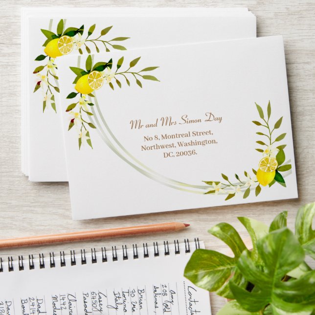 Lemon Squeeze Anniversary Wedding  Envelope (Stacked)