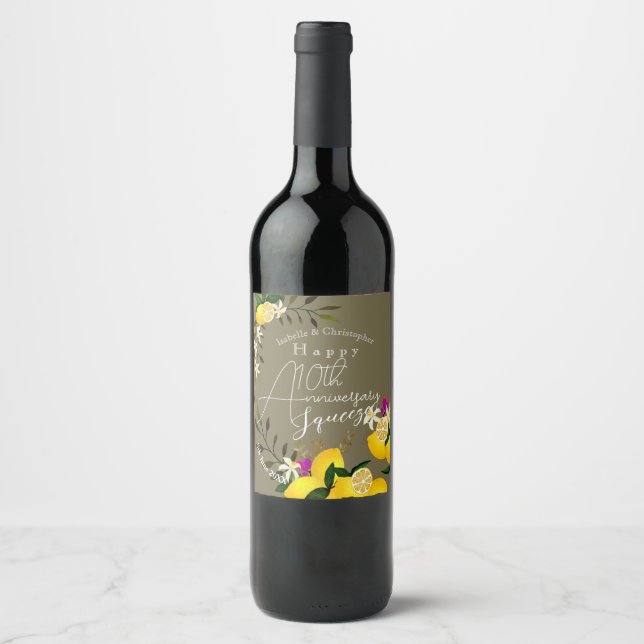 Lemon Squeeze Anniversary Wine Label (Front)