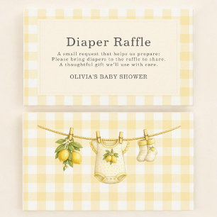 Lemon Squeeze Gingham Diaper Raffle Baby Shower Enclosure Card