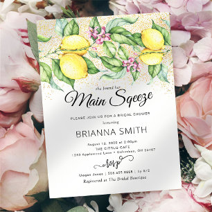 Lemon Squeeze Glitter Bridal Shower Invitation