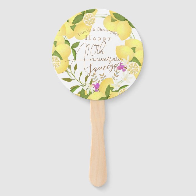 Lemon Squeeze White Hand Fan (Front)