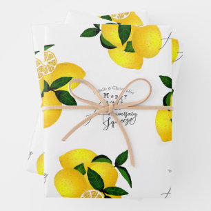 Lemon Squeeze White Wrapping Paper Sheets