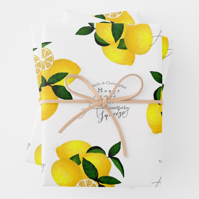 Lemon Squeeze White Wrapping Paper Sheets (In situ)