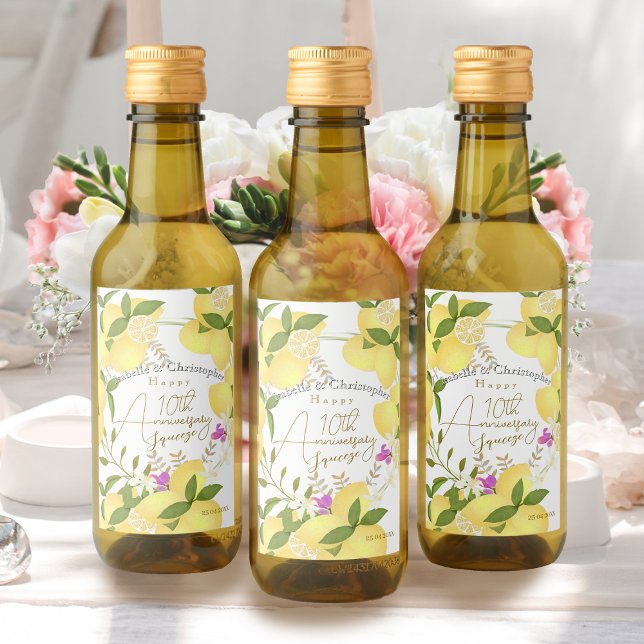 Lemon Squeeze  Wine Label (10th Wedding Anniversary Lemon Squeeze Wine Label)