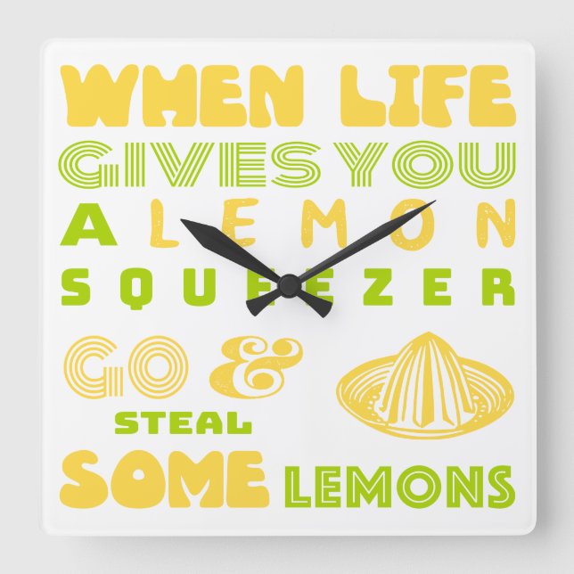 Lemon Squeezer Square Wall Clock (Front)