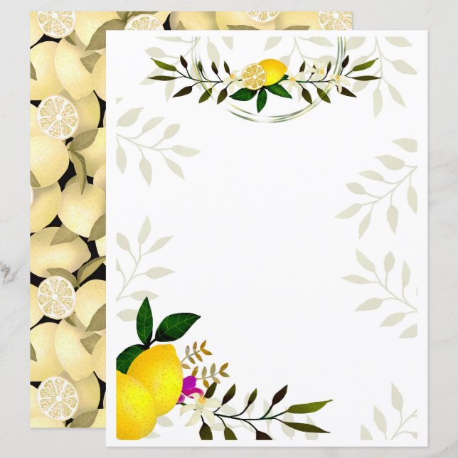 Lemon Stationery Paper (Front/Back)