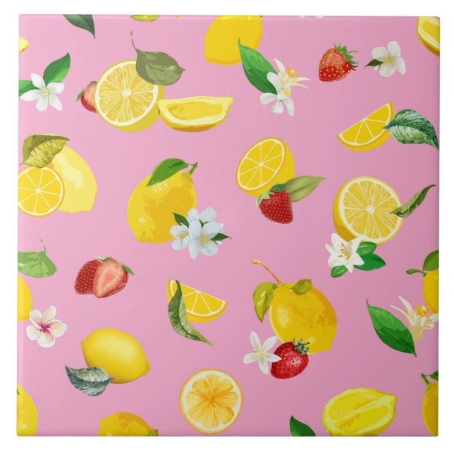 Lemon & Strawberry 1 Ceramic Tile (Front)