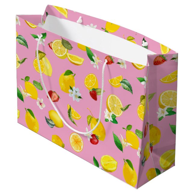 Lemon & Strawberry 1 Large Gift Bag (Back Angled)