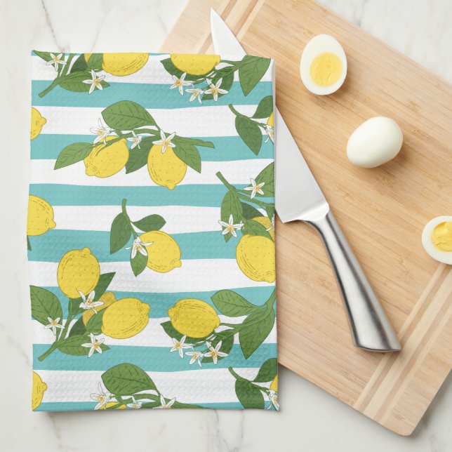 Lemon Stripes Tea Towel (Quarter Fold)