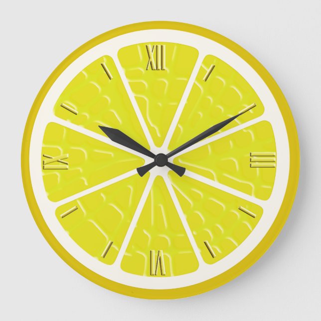 Lemon Stylised Fruit Slice Large Clock (Front)