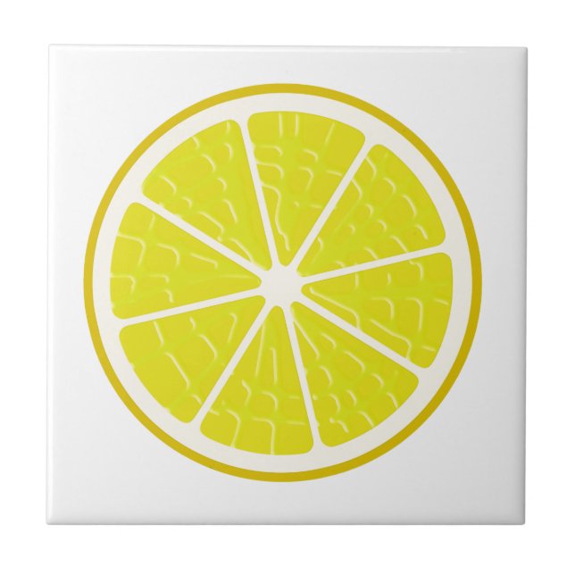Lemon Stylized Fruit Slice Ceramic Tile (Front)