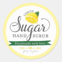 Lemon Sugar Scrub Labels Custom Round Mason Jar