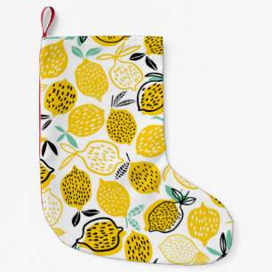 Lemon Summer Design Vintage Illustration Small Christmas Stocking