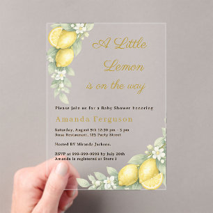Lemon summer garden luxury Baby Shower Acrylic Invitations