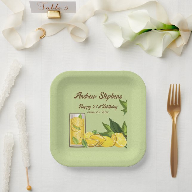 Lemon Summer Lemon Drink Paper Plate (Wedding)