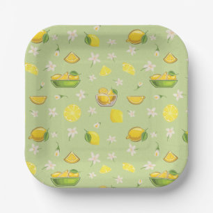 Lemon Summer Pattern Paper Plate