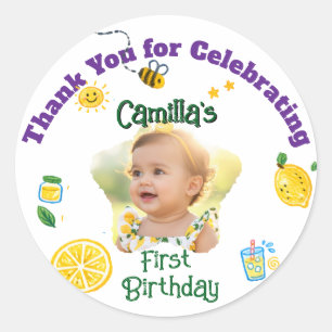 Lemon Summer Theme Kids Birthday Classic Round Sticker