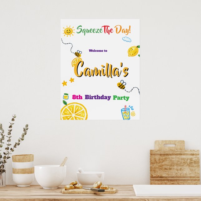 Lemon Summer Theme Kids Birthday  Poster (Kitchen)