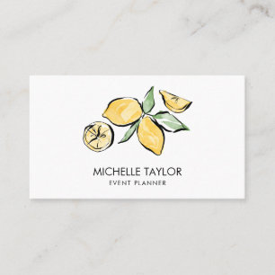 Lemon Summer Tropical Citrus Modern Girly Event Business Card