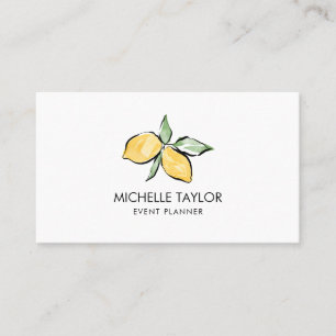 Lemon Summer Tropical Citrus Modern Girly Event Business Card